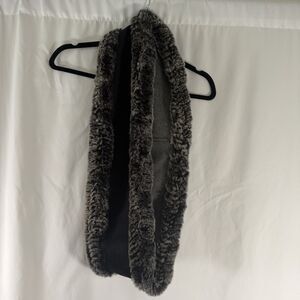 Linda Richards Luxury Scarf Women's Cashmere Blend Genuine Fur Grey